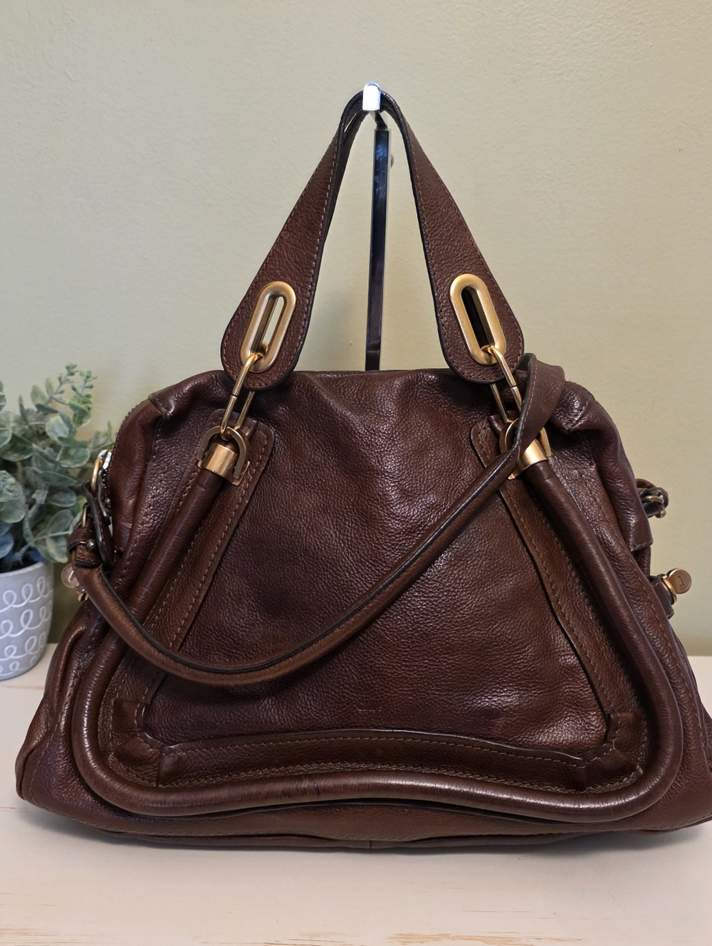 Chloe | Dark Brown Leather Satchel Paraty Medium 2-Way Bag